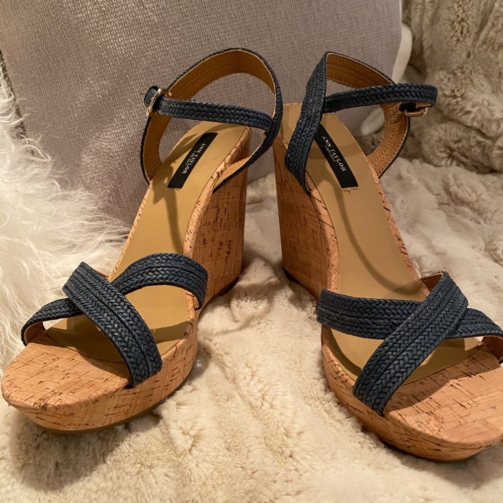Ann Taylor wedge sandals worn 1x